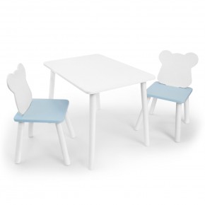Детский комплект стол и два стула «Мишка» Rolti Baby (белый/голубой, массив березы/мдф) в Ялуторовске - yalutorovsk.ok-mebel.com | фото 1