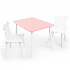 Детский комплект стол и два стула «Мишка» Rolti Baby (розовый/белый, массив березы/мдф) в Ялуторовске - yalutorovsk.ok-mebel.com | фото