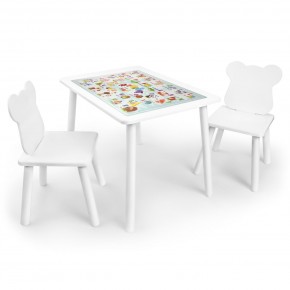 Детский комплект стол и два стула Мишка Rolti Baby с накладкой Алфавит (белая столешница/белое сиденье/белые ножки) в Ялуторовске - yalutorovsk.ok-mebel.com | фото 1