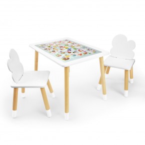Детский комплект стол и два стула Облачко Rolti Baby с накладкой Алфавит (белая столешница/белое сиденье/береза ножки) в Ялуторовске - yalutorovsk.ok-mebel.com | фото 1