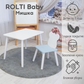 Детский комплект стол и стул «Мишка» Rolti Baby  (голубая столешница/белое сиденье/белые ножки) в Ялуторовске - yalutorovsk.ok-mebel.com | фото