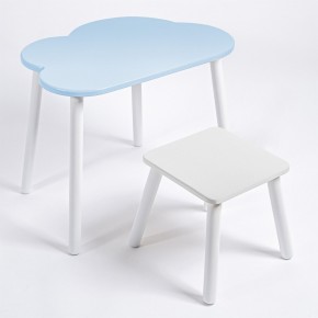 Детский комплект стол ОБЛАЧКО  и табурет Rolti Baby (голубая столешница/белое сиденье/белые ножки) в Ялуторовске - yalutorovsk.ok-mebel.com | фото