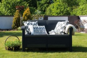 Диван пластиковый Корфу (Corfu love seat) графит в Ялуторовске - yalutorovsk.ok-mebel.com | фото 5