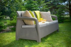 Диван пластиковый Корфу Макс (Corfu love seat max) капучино - песок в Ялуторовске - yalutorovsk.ok-mebel.com | фото 3
