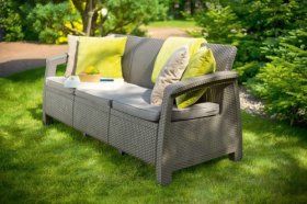 Диван пластиковый Корфу Макс (Corfu love seat max) капучино - песок в Ялуторовске - yalutorovsk.ok-mebel.com | фото 4