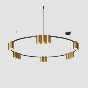DK4067-BK+SG Подвесной светильник ORBIT, IP20, 15xGU10 LED, до 15 Вт, черный + сатинированное золото, алюминий в Ялуторовске - yalutorovsk.ok-mebel.com | фото