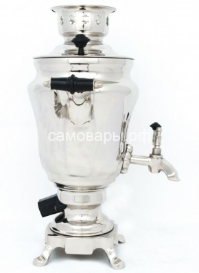 Электрический самовар из латуни никелированный на 1,5 литра форма "Тюльпан" с защитой от выкипания в Ялуторовске - yalutorovsk.ok-mebel.com | фото 3