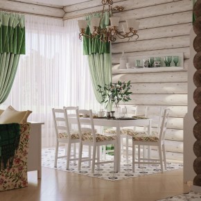 Комлект Вествик обеденный стол и четыре стула, массив сосны, цвет белый в Ялуторовске - yalutorovsk.ok-mebel.com | фото 1