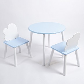 Комплект детский стол КРУГЛЫЙ и два стула ОБЛАЧКО ROLTI Baby (голубая столешница/голубое сиденье/белые ножки) в Ялуторовске - yalutorovsk.ok-mebel.com | фото