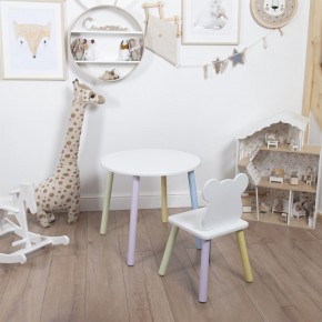Комплект детский стол КРУГЛЫЙ и стул МИШКА ROLTI Baby (белая столешница/белое сиденье/цветные ножки) в Ялуторовске - yalutorovsk.ok-mebel.com | фото 2