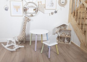 Комплект детский стол КРУГЛЫЙ и стул МИШКА ROLTI Baby (белая столешница/белое сиденье/цветные ножки) в Ялуторовске - yalutorovsk.ok-mebel.com | фото 3