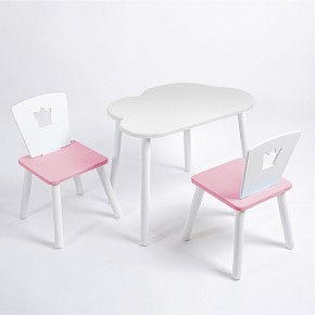 Комплект детский стол ОБЛАЧКО и два стула КОРОНА ROLTI Baby (белая столешница/розовое сиденье/белые ножки) в Ялуторовске - yalutorovsk.ok-mebel.com | фото 1