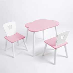 Комплект детский стол ОБЛАЧКО и два стула КОРОНА ROLTI Baby (розовая столешница/розовое сиденье/белые ножки) в Ялуторовске - yalutorovsk.ok-mebel.com | фото