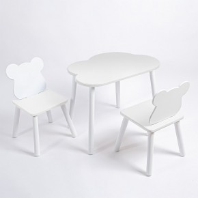 Комплект детский стол ОБЛАЧКО и два стула МИШКА ROLTI Baby (белая столешница/белое сиденье/белые ножки) в Ялуторовске - yalutorovsk.ok-mebel.com | фото