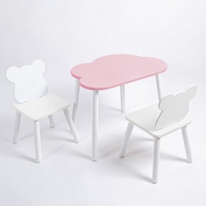 Комплект детский стол ОБЛАЧКО и два стула МИШКА ROLTI Baby (розовый столешница/белое сиденье/белые ножки) в Ялуторовске - yalutorovsk.ok-mebel.com | фото 1