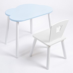 Комплект детский стол ОБЛАЧКО и стул КОРОНА ROLTI Baby (голубая  столешница/белое сиденье/белые ножки) в Ялуторовске - yalutorovsk.ok-mebel.com | фото 1