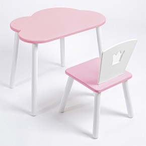 Комплект детский стол ОБЛАЧКО и стул КОРОНА ROLTI Baby (розовая столешница/розовое сиденье/белые ножки) в Ялуторовске - yalutorovsk.ok-mebel.com | фото 1