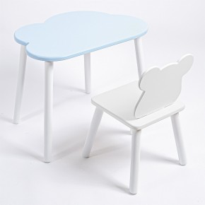 Комплект детский стол ОБЛАЧКО и стул МИШКА ROLTI Baby (голубая столешница/белое сиденье/белые ножки) в Ялуторовске - yalutorovsk.ok-mebel.com | фото