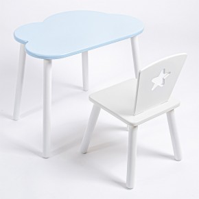 Комплект детский стол ОБЛАЧКО и стул ЗВЕЗДА ROLTI Baby (голубая столешница/белое сиденье/белые ножки) в Ялуторовске - yalutorovsk.ok-mebel.com | фото