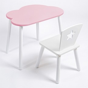 Комплект детский стол ОБЛАЧКО и стул ЗВЕЗДА ROLTI Baby (розовая столешница/белое сиденье/белые ножки) в Ялуторовске - yalutorovsk.ok-mebel.com | фото