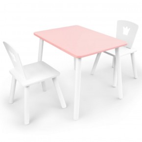 Комплект детской мебели стол и два стула Корона  (Розовый/Белый/Белый) в Ялуторовске - yalutorovsk.ok-mebel.com | фото