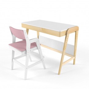 Комплект растущий стол и стул с чехлом 38 попугаев «Вуди» (Белый, Белый, Розовый) в Ялуторовске - yalutorovsk.ok-mebel.com | фото 1