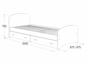 Кровать-6 одинарная с 2-мя ящиками (800*2000) в Ялуторовске - yalutorovsk.ok-mebel.com | фото 2