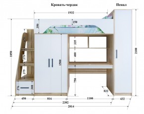 Кровать-чердак Тея + Шкаф-Пенал Тея в Ялуторовске - yalutorovsk.ok-mebel.com | фото 2