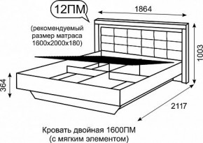 Кровать двуспальная 1.6 с ПМ Люмен 12 в Ялуторовске - yalutorovsk.ok-mebel.com | фото