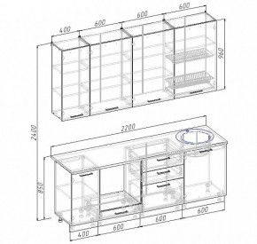 Кухонный гарнитур Антрацит 2200 (Стол. 26мм) в Ялуторовске - yalutorovsk.ok-mebel.com | фото 3