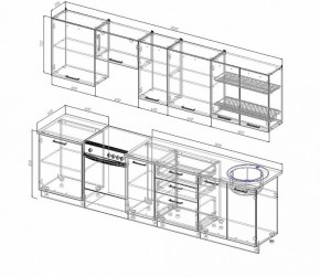 Кухонный гарнитур Антрацит 3000 (Стол. 26мм) в Ялуторовске - yalutorovsk.ok-mebel.com | фото 2