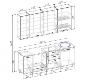 Кухонный гарнитур Демо 2200 h950 (Стол. 38мм) в Ялуторовске - yalutorovsk.ok-mebel.com | фото 2