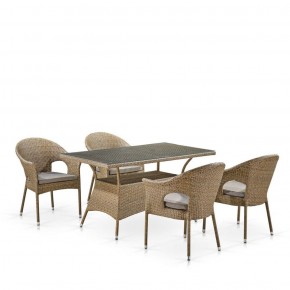 Обеденный комплект плетеной мебели T198B/Y79B-W56 Light Brown (4+1) в Ялуторовске - yalutorovsk.ok-mebel.com | фото