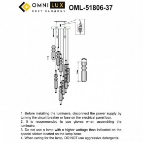 Подвесная люстра Omnilux Vepri OML-51806-37 в Ялуторовске - yalutorovsk.ok-mebel.com | фото 9