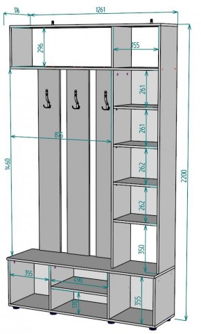 Прихожая с зеркалом V19_M в Ялуторовске - yalutorovsk.ok-mebel.com | фото 2