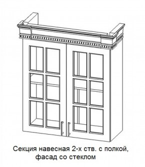 Секция навесная 2-х ств. с полкой "Верона", фасад со стеклом (800) в Ялуторовске - yalutorovsk.ok-mebel.com | фото