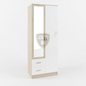 Шкаф 2-х створчатый с зеркалом Софи СШК 800.3 (дуб сонома/белый глянец) в Ялуторовске - yalutorovsk.ok-mebel.com | фото