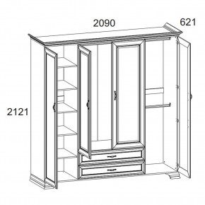 Шкаф 4D2S Z, TIFFANY, цвет вудлайн кремовый в Ялуторовске - yalutorovsk.ok-mebel.com | фото 1