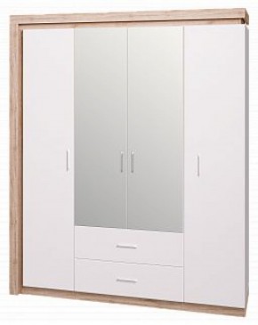 Шкаф для одежды с ящиками 4-х створчатый с зеркалом Люмен 16 в Ялуторовске - yalutorovsk.ok-mebel.com | фото