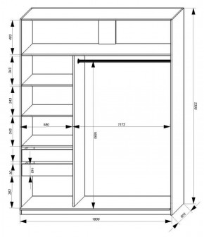 Шкаф-купе 1800 серии SOFT D1+D3+B2+PL1 (2 ящика+1штанга) профиль «Графит» в Ялуторовске - yalutorovsk.ok-mebel.com | фото 3