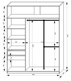 Шкаф-купе 1800 серии SOFT D8+D2+B2+PL4 (2 ящика+F обр.штанга) профиль «Графит» в Ялуторовске - yalutorovsk.ok-mebel.com | фото 3