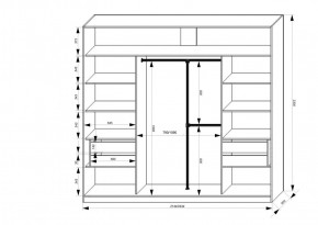 Шкаф-купе 2150 серии NEW CLASSIC K4+K4+K4+B22+PL4(по 2 ящика лев/прав+F обр.штанга) профиль «Капучино» в Ялуторовске - yalutorovsk.ok-mebel.com | фото 3