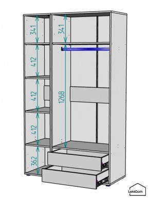 Шкаф Linnea MHR-3PO-2 2050х1200х510 (Белый-М 11.1.2) в Ялуторовске - yalutorovsk.ok-mebel.com | фото 3