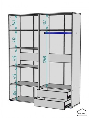 Шкаф Linnea MHR-4PO-2 2050х1600х510 (Белый-М 11.1.2) в Ялуторовске - yalutorovsk.ok-mebel.com | фото 3