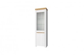 Шкаф с витриной  1V1D, TAURUS, цвет белый/дуб вотан в Ялуторовске - yalutorovsk.ok-mebel.com | фото