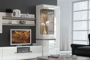 Шкаф с витриной 3D/TYP 01L, LINATE ,цвет белый/сонома трюфель в Ялуторовске - yalutorovsk.ok-mebel.com | фото 6