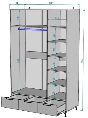 Шкаф с зеркалом Лофт H47_M в Ялуторовске - yalutorovsk.ok-mebel.com | фото 2