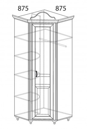 Шкаф угловой №562 "Алиса" (угол 875*875) в Ялуторовске - yalutorovsk.ok-mebel.com | фото 2