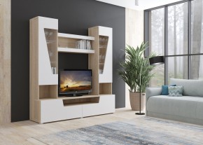 Стенка АНТАЛИЯ 2 (Сонома/Белый софт) в Ялуторовске - yalutorovsk.ok-mebel.com | фото 3