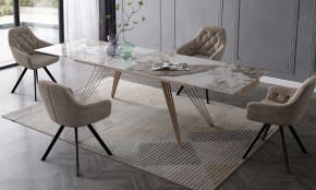 Стол ACERRA NEW 160 GLOSS LUXURY PANDORA SOLID CERAMIC/ каркас цвета шампань, ®DISAUR в Ялуторовске - yalutorovsk.ok-mebel.com | фото 3
